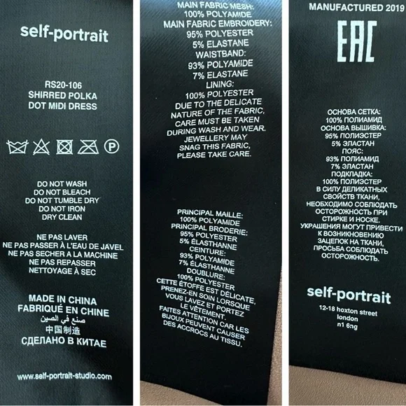 Self-Portrait Shirred Polka Dot Mesh Tulle Cocktail Bodycon Midi Dress size 2 - Picture 15 of 16